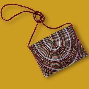 Vintage Colorful Rainbow Beaded Bag